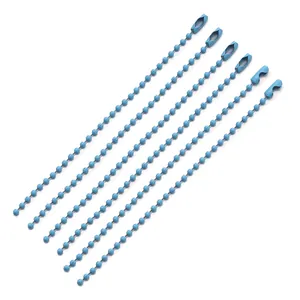 Light blue metal bead ball chain for DIY jewelry keychains and tags, 12cm SKU variant