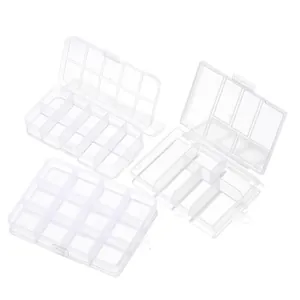 Set of clear plastic storage boxes with multiple grids for DIY jewelry organization