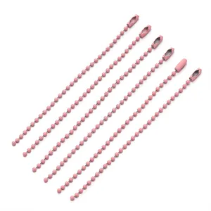 Set of seven pink metal ball chains for DIY jewelry tags and keychain accessories