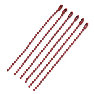 Set of red metal ball chains with connectors for DIY keychains