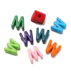 Colorful acrylic large hole alphabet beads for DIY jewelry making and bracelet craft