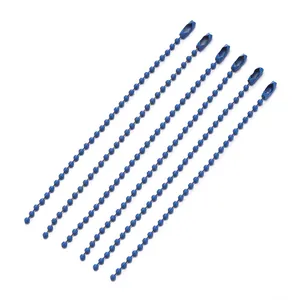Set of seven blue metal ball chains for DIY jewelry making and keychain accessories.