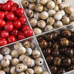 Detailed macro view showing the texture of colorful two-tone acrylic marble beads