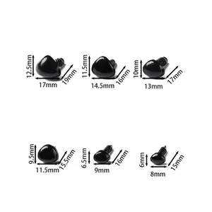 Schéma de mesure détaillé pour différentes tailles de nez de sécurité en acrylique noir