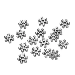 Flat Tibetan silver wheel spacer beads zinc alloy jewelry making accessory for DIY projects