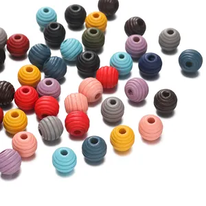 Perle di legno filettate in colori macaron per gioielli fai-da-te bambini