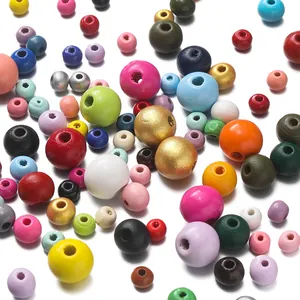 Gekleurde ronde houten kralen van 6-12 mm voor creatieve DIY-sieradenprojecten