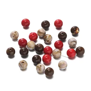 Assorted 8-12mm acrylic round beads for DIY jewelry making in marbled and solid colors