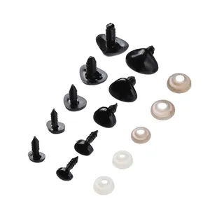 Assortiment d'yeux de sécurité noirs brillants et nez triangulaires pour la fabrication de poupées
