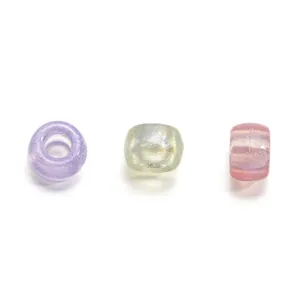 Iridescent acrylic large hole beads in purple, yellow, and pink for DIY jewelry making