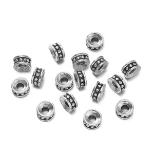 Antique silver wheel spacer beads made of zinc alloy for DIY handmade jewelry crafting