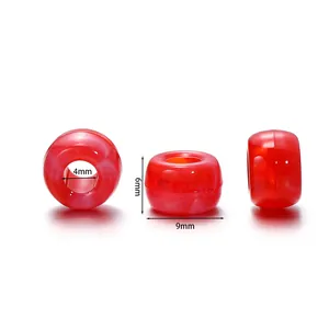 Red acrylic mermaid barrel beads with 4mm large hole for DIY handmade jewelry making