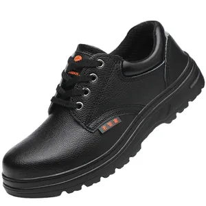 Men's Safety Shoes Steel Toe Cowhide Leather Work Boots Anti-Smash Anti-Puncture Breathable Wear-Resistant Construction Shoes