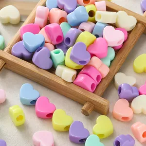 Acryl Gemengde Kleuren Kralen met Groot Gat Hart Ster Vorm Macaron Massief Plastic Afstandsperlen Voor DIY Armband Ketting Sieraden Maken