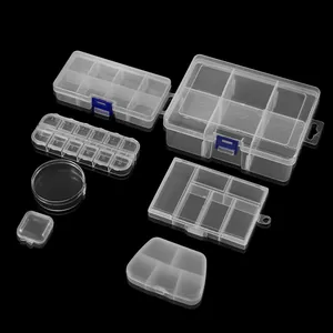 Set aus transparenten Kunststoff-Aufbewahrungsboxen für Schmuck und Kleinteile