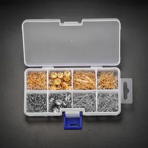 Transparente Schmuck-Organizer-Box mit 8 Fächern und Zubehör in Gold und Silber