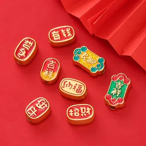 Chinese Style Ancient Gold Alloy Spacer Beads Drip Oil Enamel Tube Beads For DIY Bracelet Necklace Making Jewelry Accessories