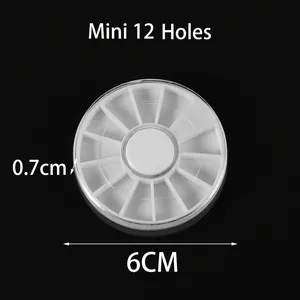 Round transparent plastic storage box with 12 compartments for jewelry accessories