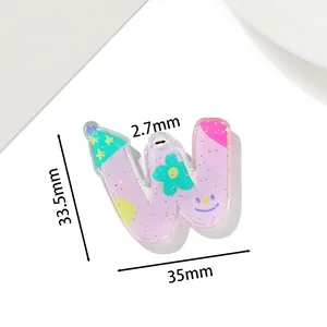 Bunter Acryl-Buchstabe W Anhänger mit Maßen für DIY Schmuck und Schlüsselanhänger