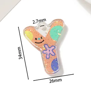Kreativer bunter Acryl-Buchstabe Y Anhänger für DIY Schlüsselanhänger 34mm x 26mm