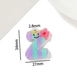 Bunter Acryl Buchstabe Z Anhänger für DIY Schmuckherstellung mit Größenangaben