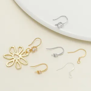 Detail of 18k gold plated and S925 silver earring hooks for DIY jewelry making
