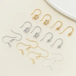 Detailed view of S925 sterling silver and 18K gold plated earring hooks for DIY jewelry