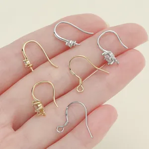 Detail view of S925 silver and 18k gold plated ear hooks for DIY jewelry making