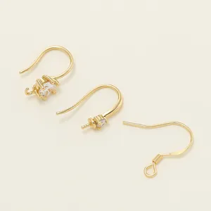High-quality 18k gold plated s925 silver earring hooks with clear cubic zirconia
