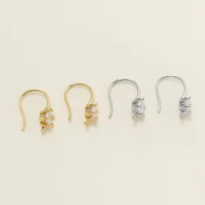 DIY earring hooks with sparkling zircon stones in gold and silver finish