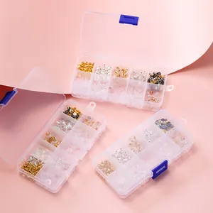 Professional 10-grid earring back jewelry set with mixed metal and silicone styles