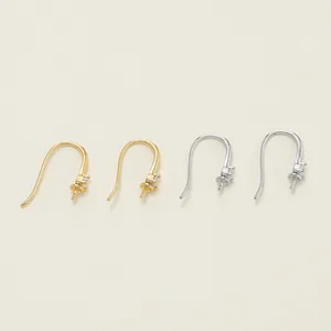 Close-up of 18k gold plated earring hooks with sparkling CZ stones for DIY jewelry