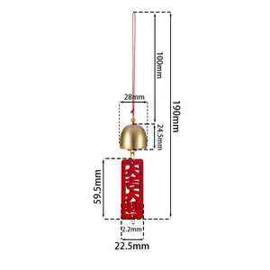 Dimensioni dettagliate del campanello a vento rosso fatto a mano in stile nazionale fai da te