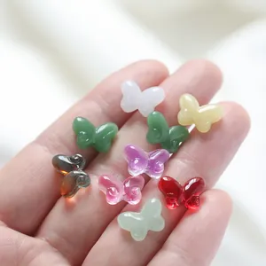 Colorful transparent glass butterfly beads for DIY jewelry making charm accessories