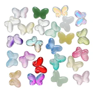 Butterfly Glass Beads Transparent Colored Glaze Iridescent Beads For DIY Jewelry Making Bracelet Necklace Handmade Accessories