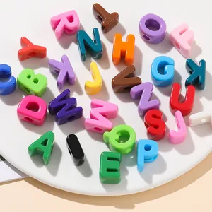 Vibrant colorful acrylic large hole alphabet beads for DIY bracelet and jewelry crafting