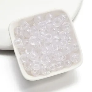 Iridescent white acrylic large hole barrel beads for DIY jewelry making crafts