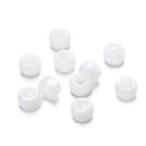 Glossy white acrylic large hole barrel beads with mermaid finish for DIY jewelry crafts