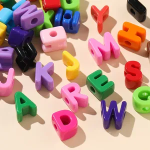 Vibrant colorful acrylic alphabet beads with large holes for DIY jewelry making crafts