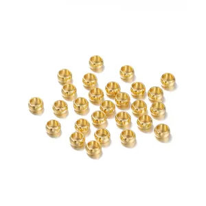 Detailed view of bulk gold plated stainless steel crimp beads for DIY jewelry