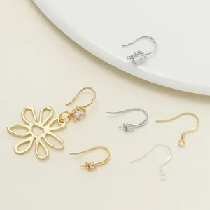 Selection of 18k gold-plated and s925 silver DIY earring hooks with cubic zirconia