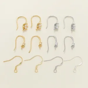 Selection of 18k gold and silver plated s925 ear hooks with CZ accents for DIY jewelry making