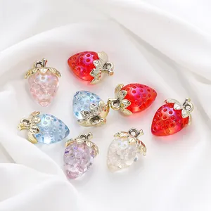 Acryl Transparente Erdbeerperlen Kristall Erdbeeranhänger Für DIY Schmuckherstellung Armband Zubehör Strass Charms