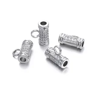 Copper Rhinestone Inlaid Amulet Rope Connector Clasp For DIY Necklace Pendant Buddhist Jewelry Findings Gold Silver Plated