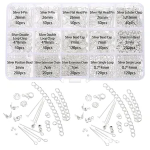 15 Vakken DIY Handgemaakte Sieraden Accessoires Set Goud Zilver Kreeft Sluitingen Jump Ringen Spelden Verlengkettingen Kits