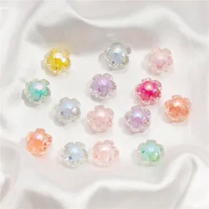 Perles de Fleurs en Acrylique pour la Fabrication de Bijoux DIY Placage Coloré Revêtement AB Perles Florales à Cinq Pétales Accessoires de Bricolage