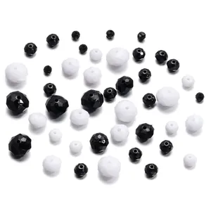Assortiment de perles acryliques facettées noires et blanches pour bijoux DIY