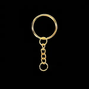 Hochwertiger goldener Metall-Schlüsselring mit kleiner Kette für DIY-Schmuckzubehör