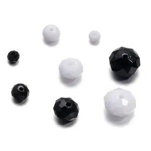 Perles acryliques facettées en noir et blanc pour création de bijoux DIY et artisanat