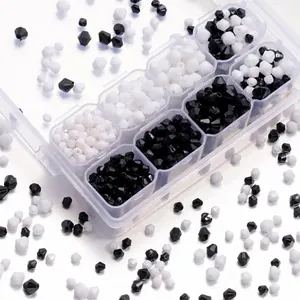 Acryl Doppelkegel Facettierte Zwischenperlen Schwarz Weiß Einfarbig Lose Perlen Für DIY Schmuckherstellung Basteln Armband Halskette Zubehör
